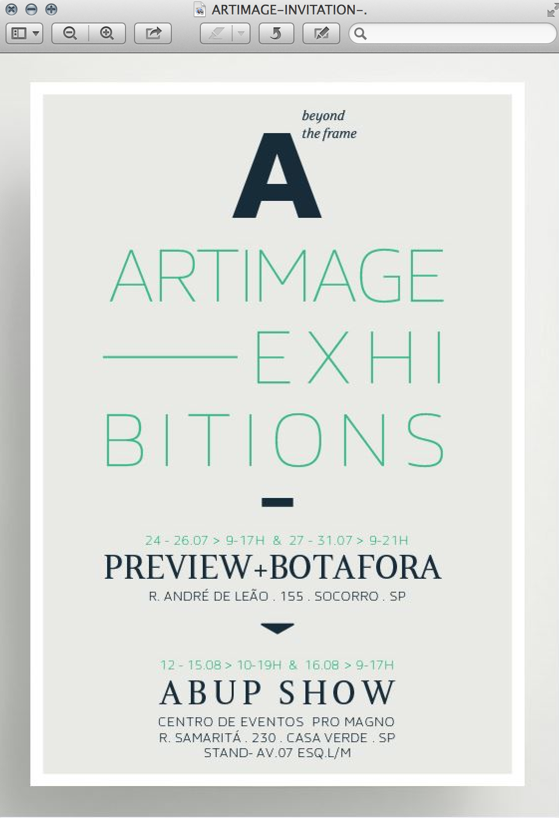UPCOMING EXHIBITION / Brand new work for ARTIMAGE to be showcased in Sao Paulo this month.