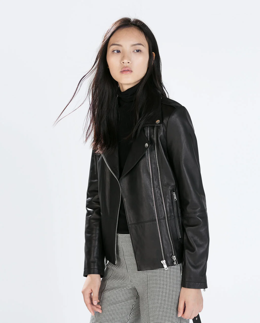 Zara Zipped Leather Biker Jacket ($299)