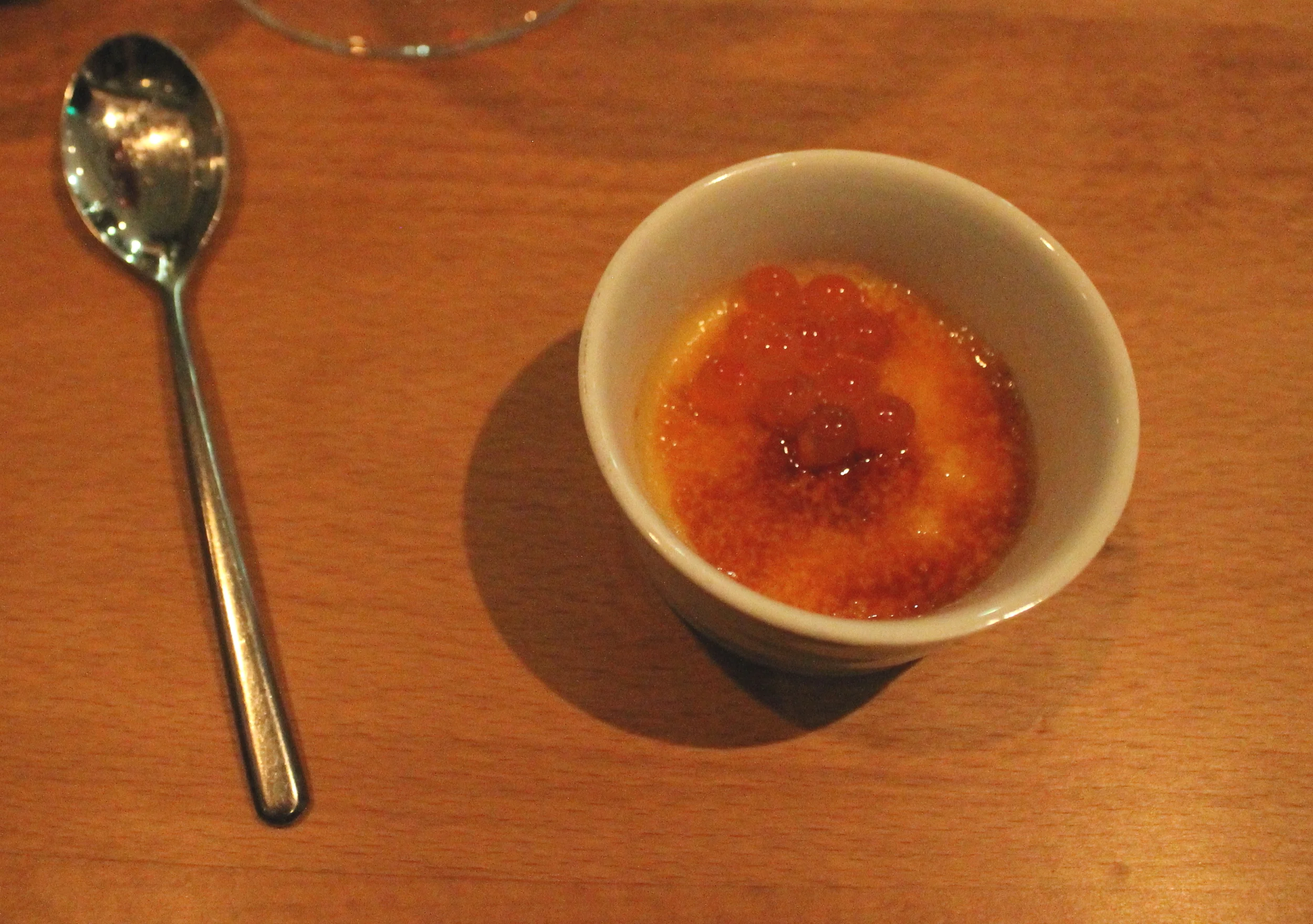 Miso Creme Brulee with Salmon Roe