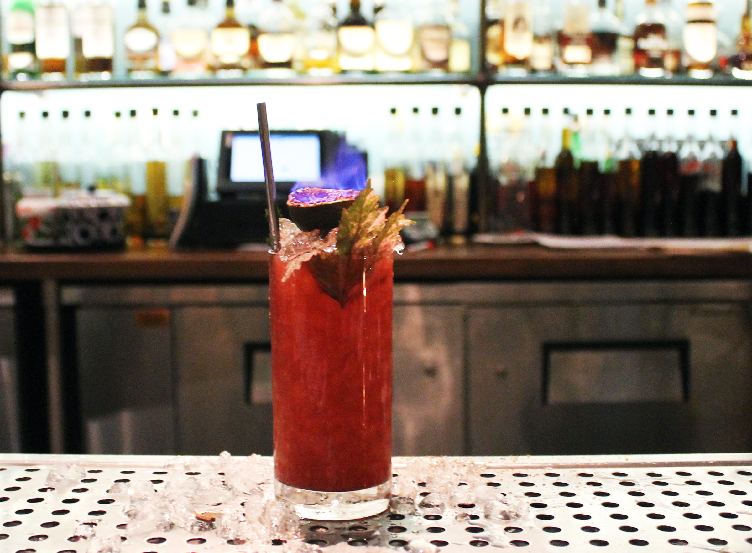 FIG PIMPIN’ : Avua cachaca, el Silencio mezcal, lemon juice, fig & cinnamon shrub, agave, soda water