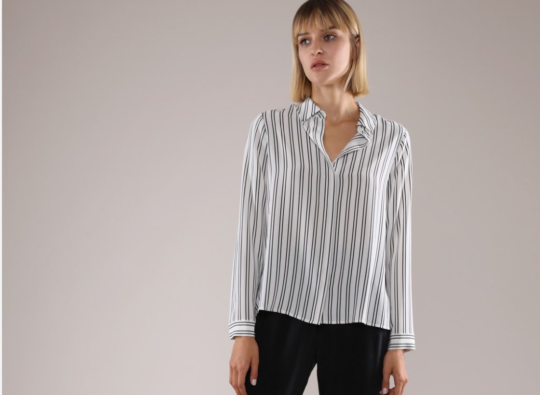  Silk Stripe Long Sleeve Shirt, $75.00 