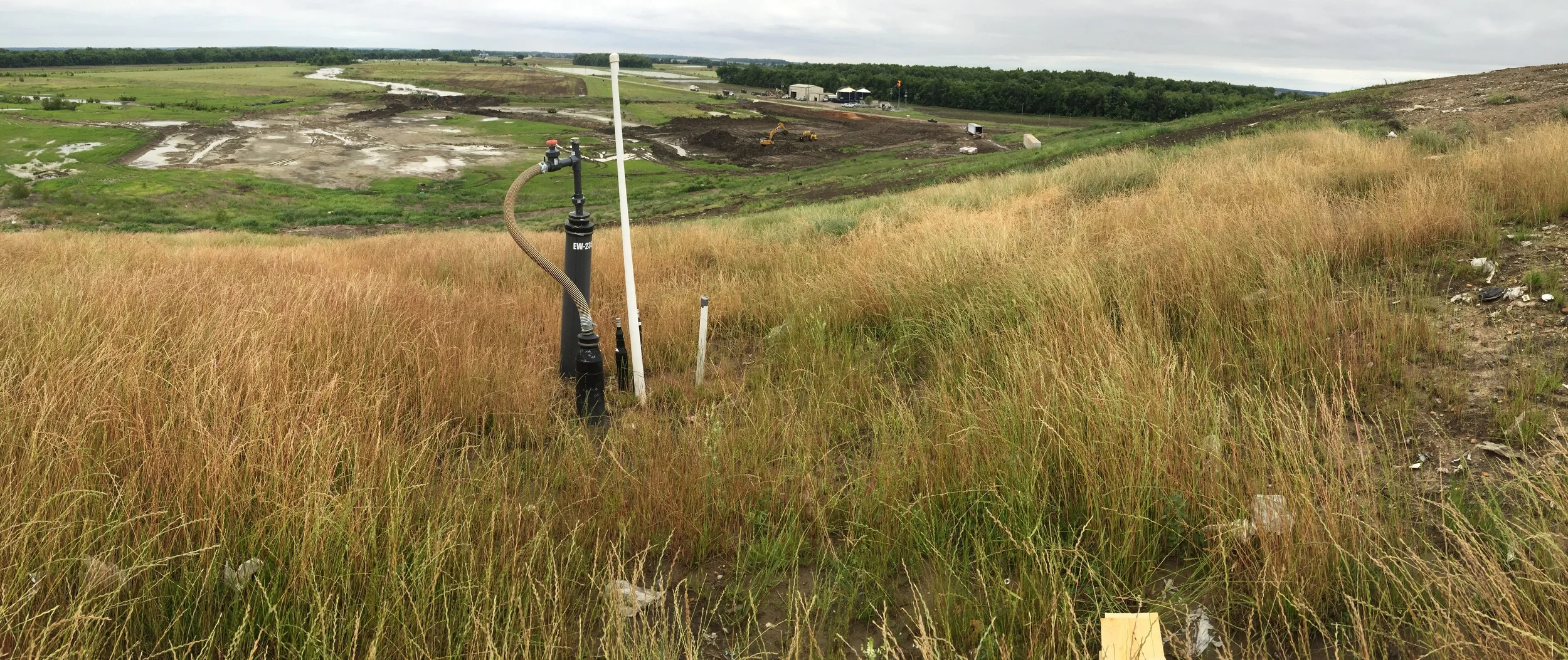 Cell construction projects are finally getting started after a very wet spring - municipal solid waste facility, Mississippi Delta.