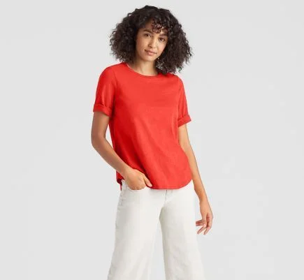 eileen fisher organic cotton elbow sleeve tee