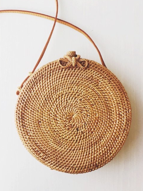 Round Straw Crossbody Taupe - Pearblossom Jewelry & Gifts