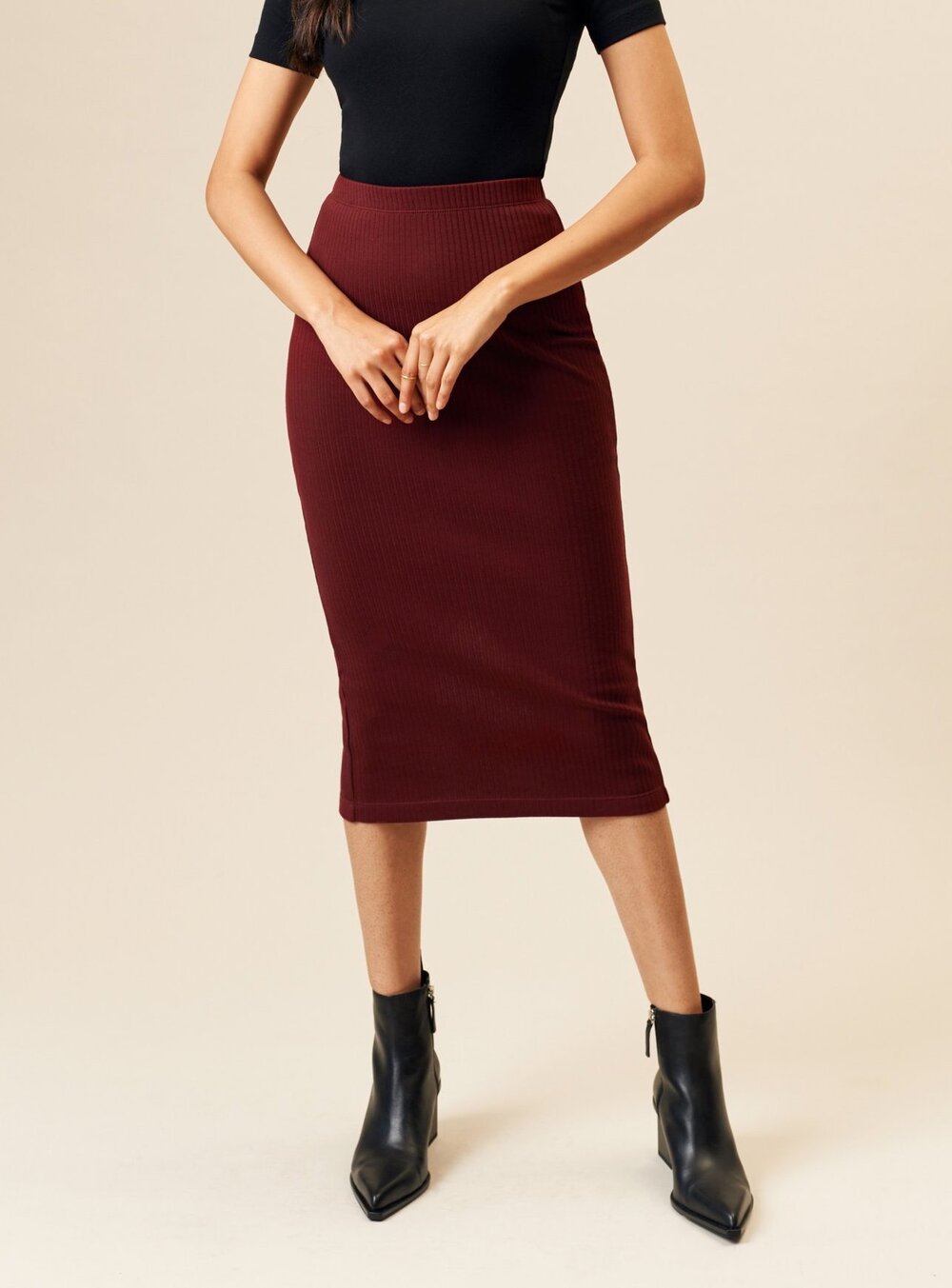 KOTN Ribbed Pencil Skirt