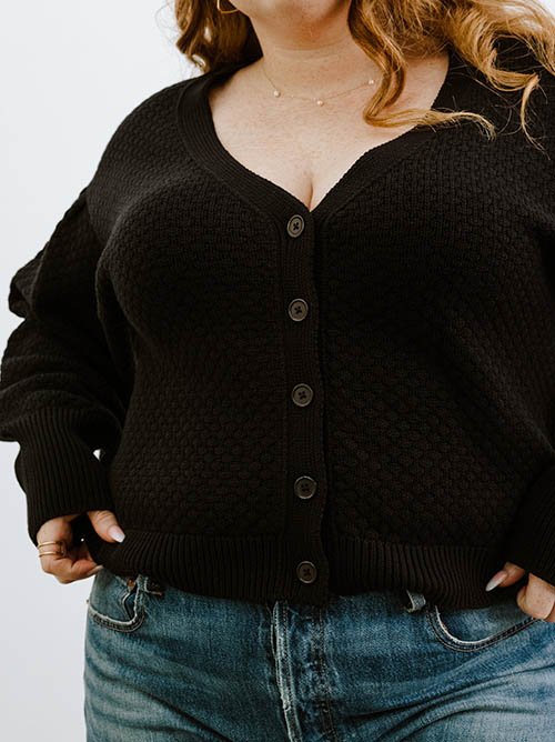 Able button down cardigan in charcoal