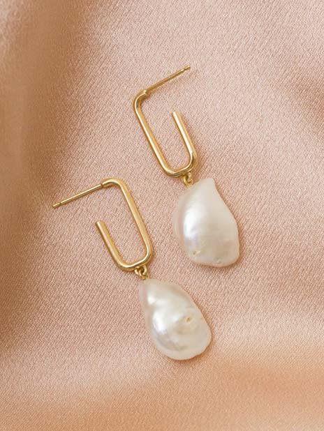 AUrate NY drop pearl earrings with recycled gold