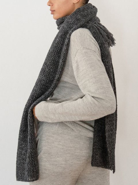 Wol Hide alpaca mesh knit wrap 