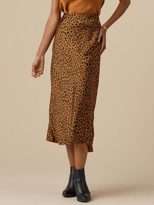 Vetta reversible leopard print silk midi skirt