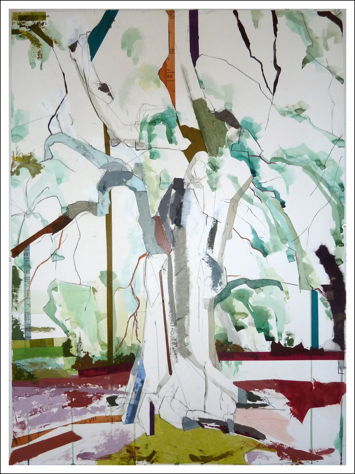 30° 16' 16.8"N 97° 45' 20.0"W Austin Treaty Oak II, 2015 30 inches by 22 inches" Mixed media on paper