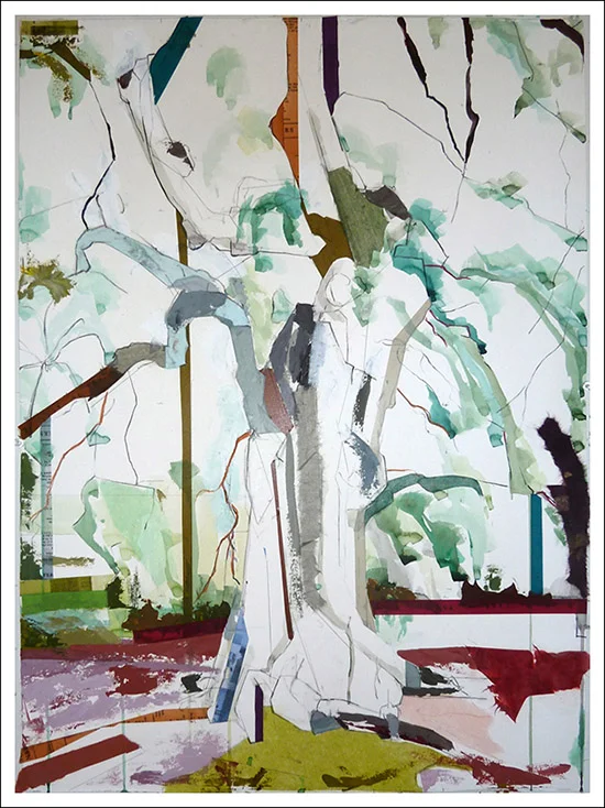 30° 16' 16.8"N 97° 45' 20.0"W Austin Treaty Oak II, 2015 30 inches by 22 inches" Mixed media on paper