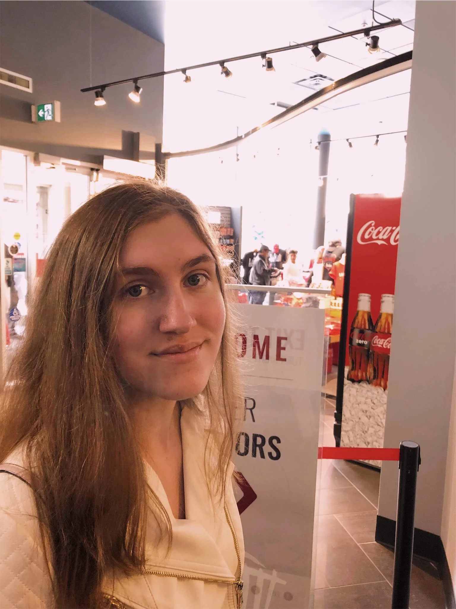 Ashlee waiting in line at the Calgary Tower.jpg