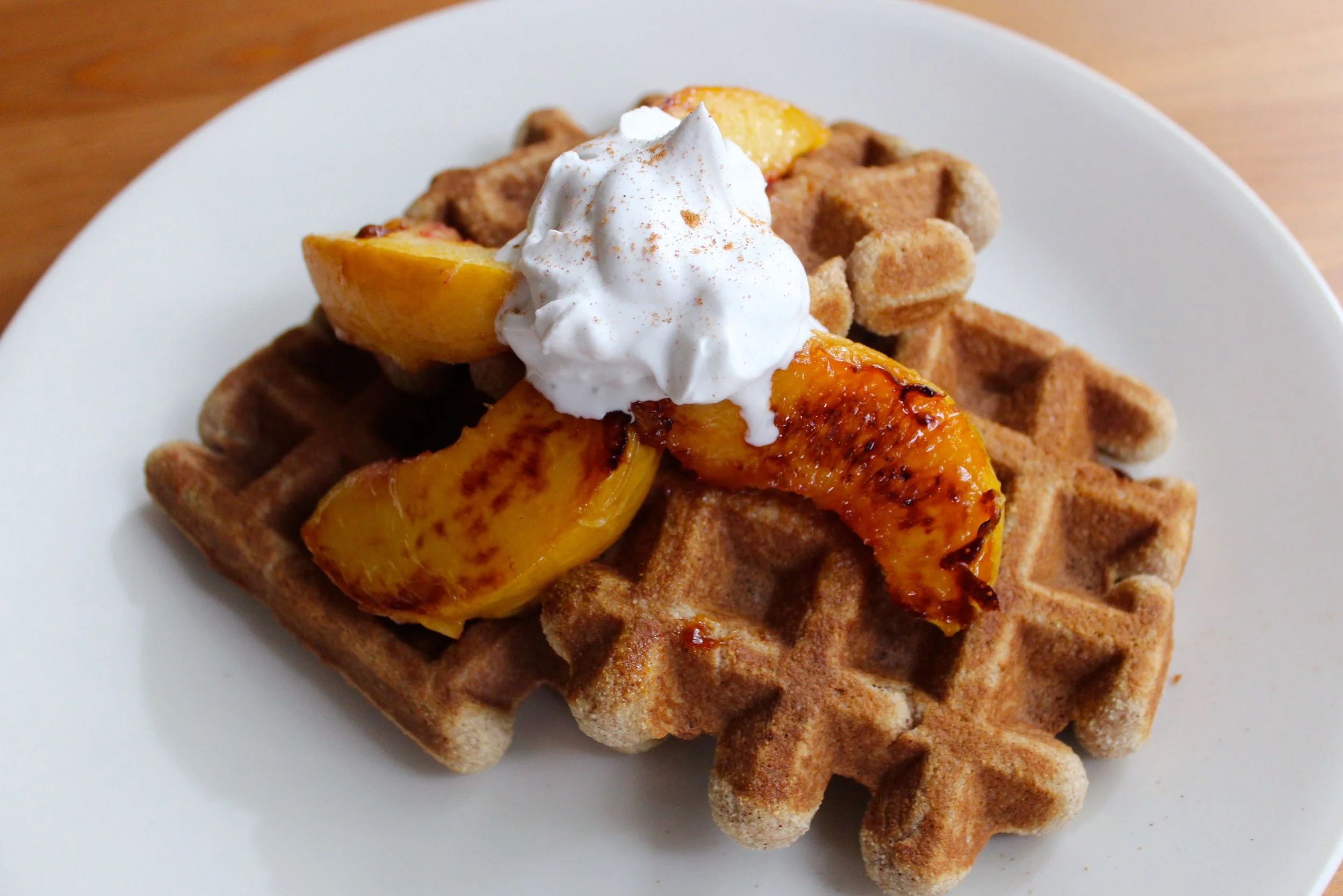 Peaches & Coconut Cream Waffles