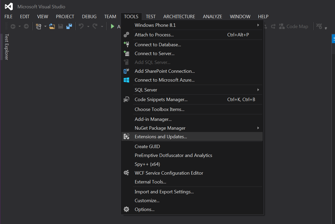 In Visual Studio, go to Tools -> Extensions and Updates. 