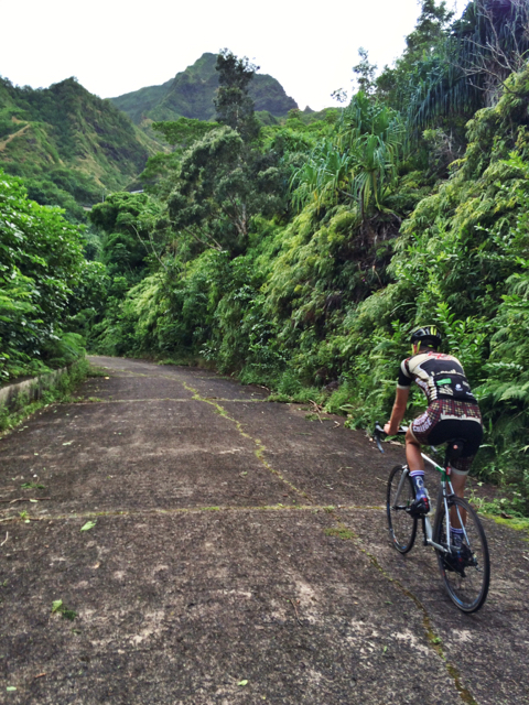 Evan enjoying the view despite the steep gradient