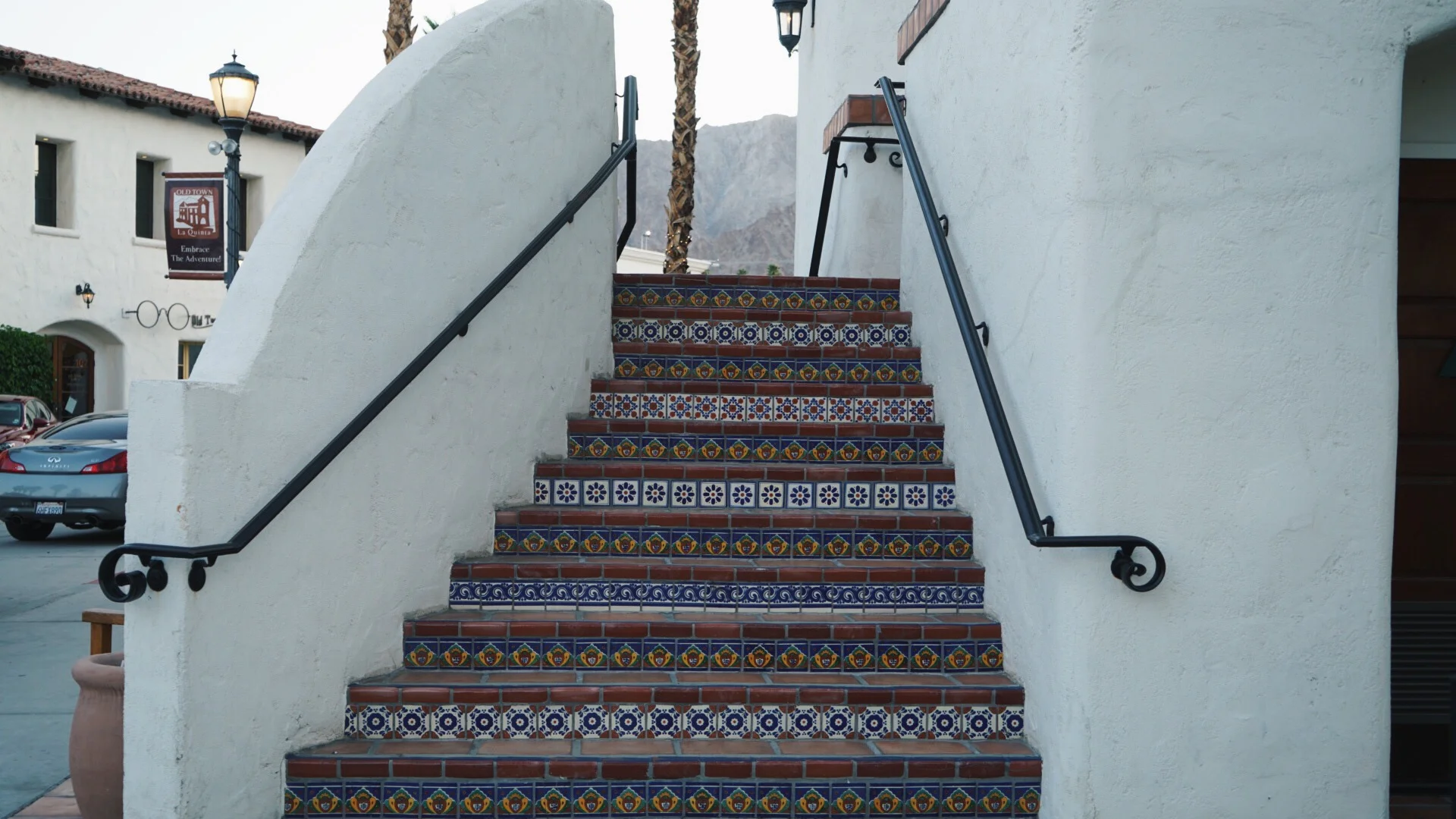 Beautiful spanish tiled staircase. 