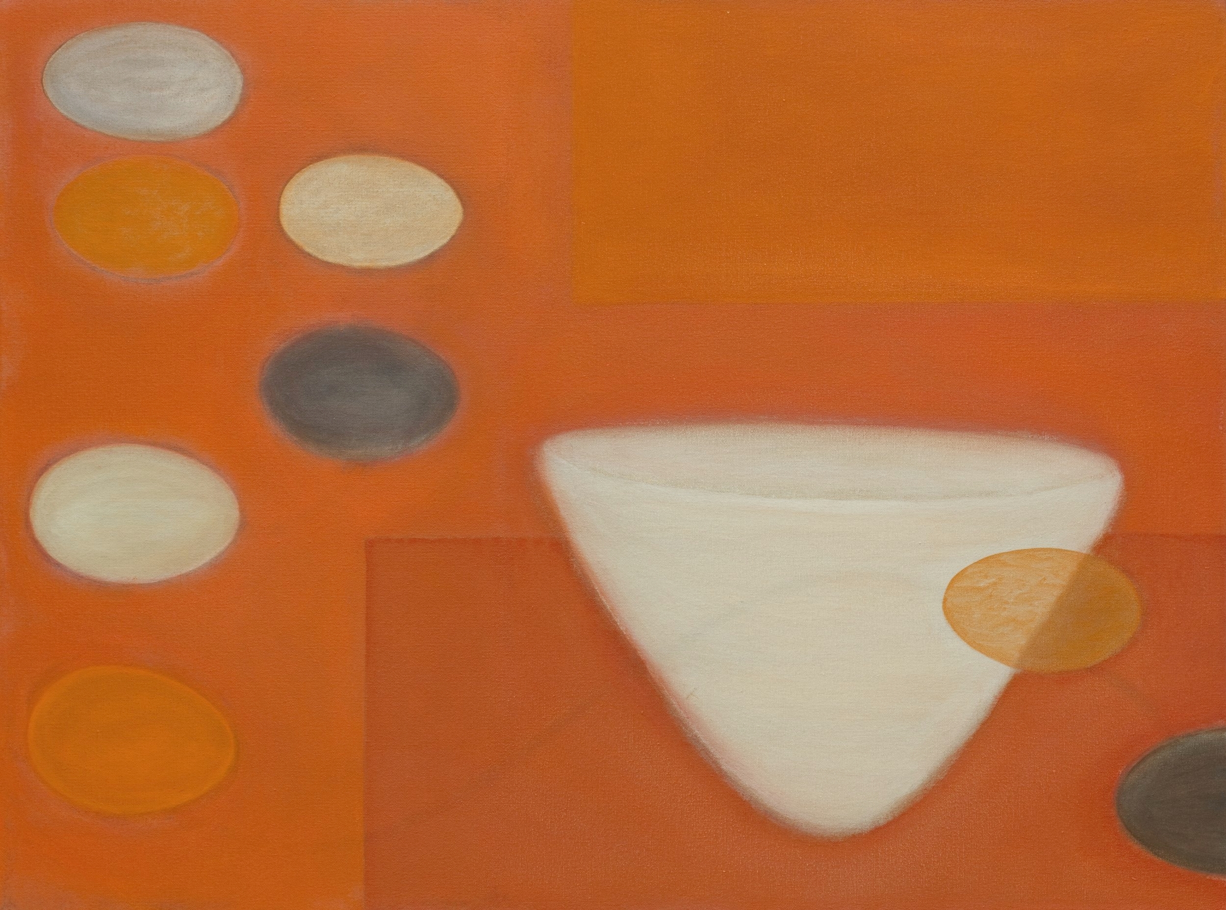  White Vessel with Orange Rectangles  30 x 40 