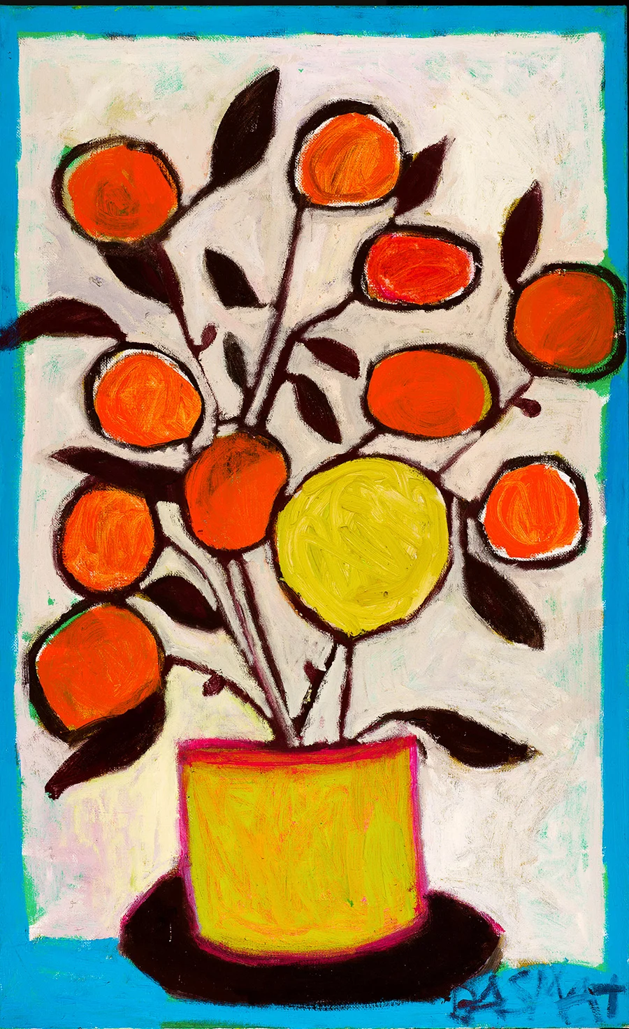 Orange Flowers - 130cm x 80cm, Oil on Canvas