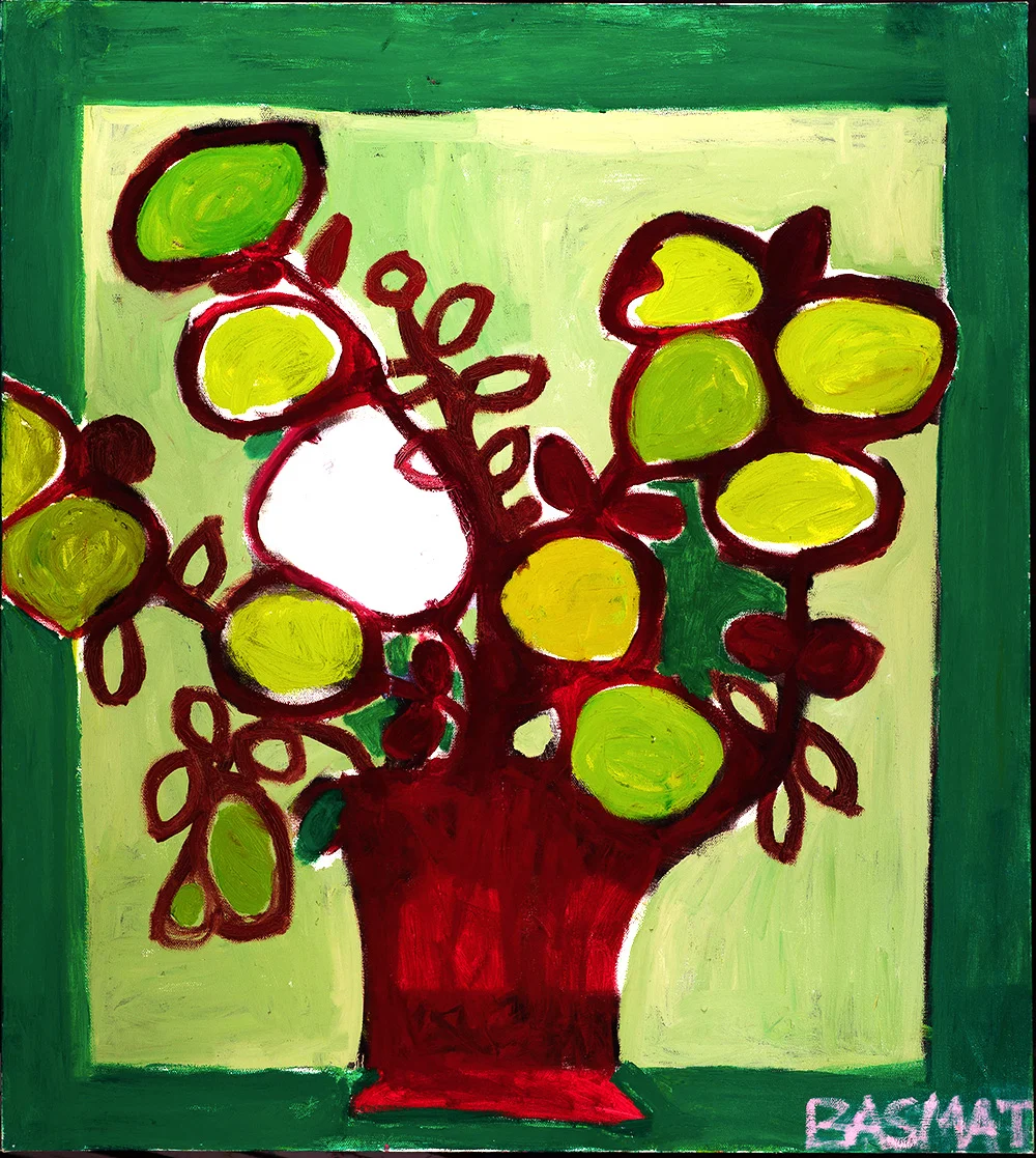 Green Flowers - 150cm x 135cm, Oil on Canvas