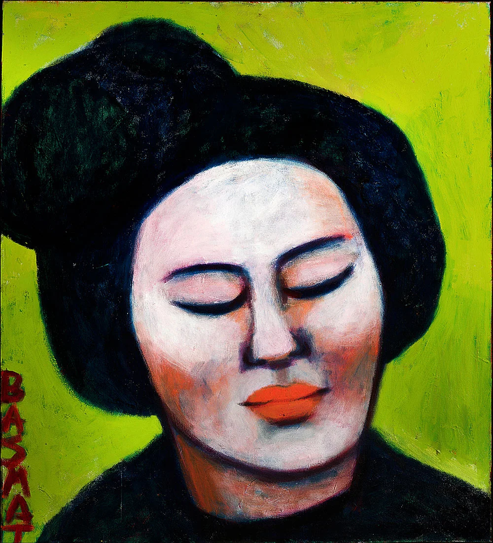 Woman on Yellow - 110cm x 110cm, Oil on Canvas