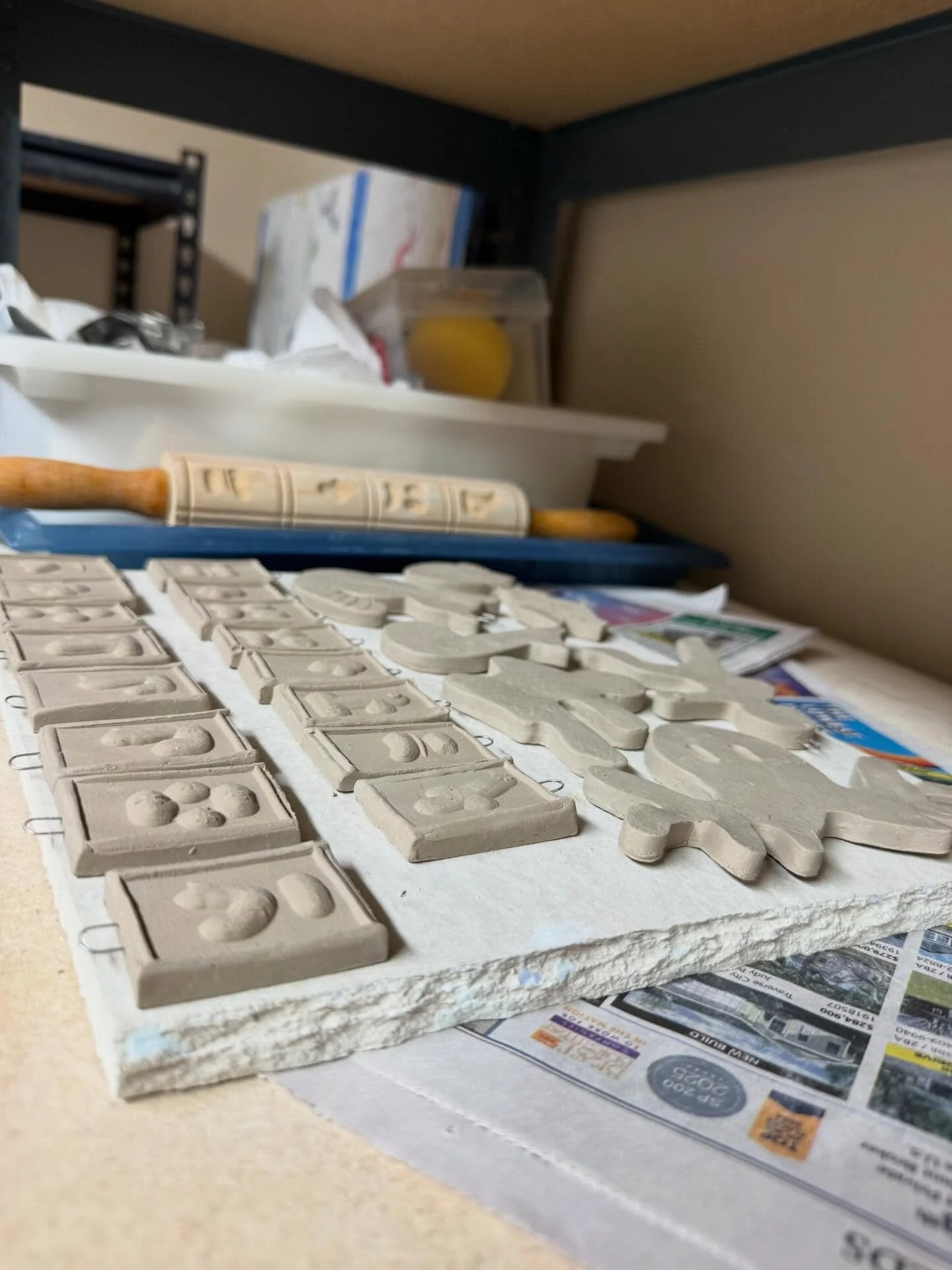 These little clay cookies are waiting to get fired&hellip; meanwhile my real versions just came in the mail! What glaze color best represents them?

These weird little cookies ARE Christmas for me - springerle - my grandma made them, and my aunt and 