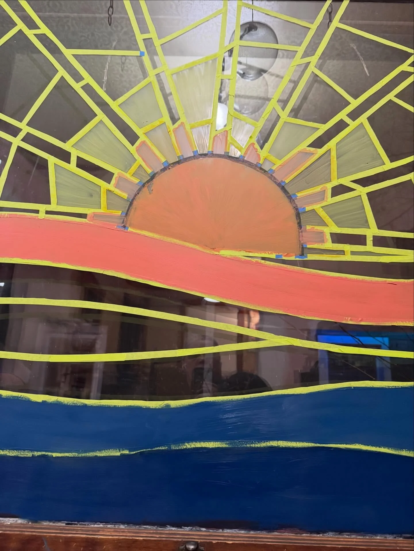 Window mural to give me a pretty view from my seat on the couch. I spent a full week or more designing or rather mostly trying to figure out the sky colors by coloring with markers Aech got for Christmas:)

It&rsquo;s all heavy right now. I just want