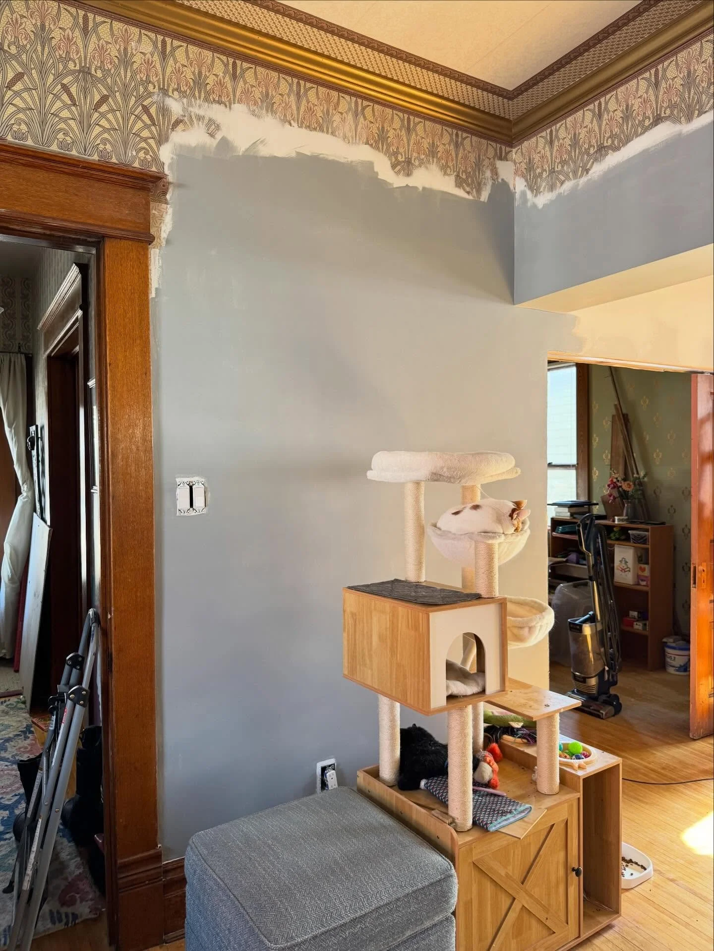 The walls are finished from the &ldquo;small&rdquo; first floor renovation&hellip; Marc has an office that closes and the living room and &ldquo;morning room&rdquo; are united in roominess&hellip;.
We have entered the phase between done done and cont
