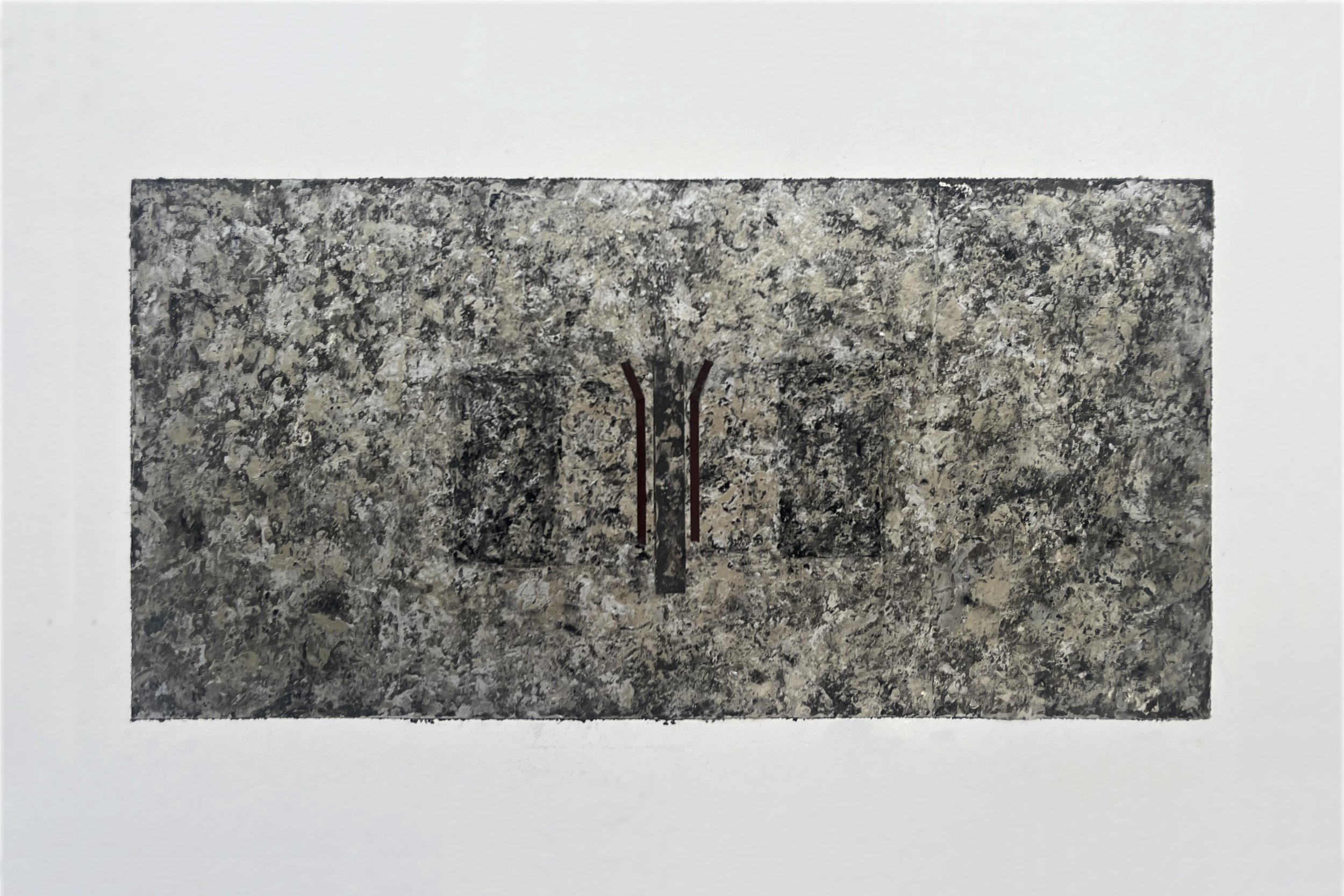  'Imaginal' (study 1). 2026. Mixed media on paper. 20x40 cm. 