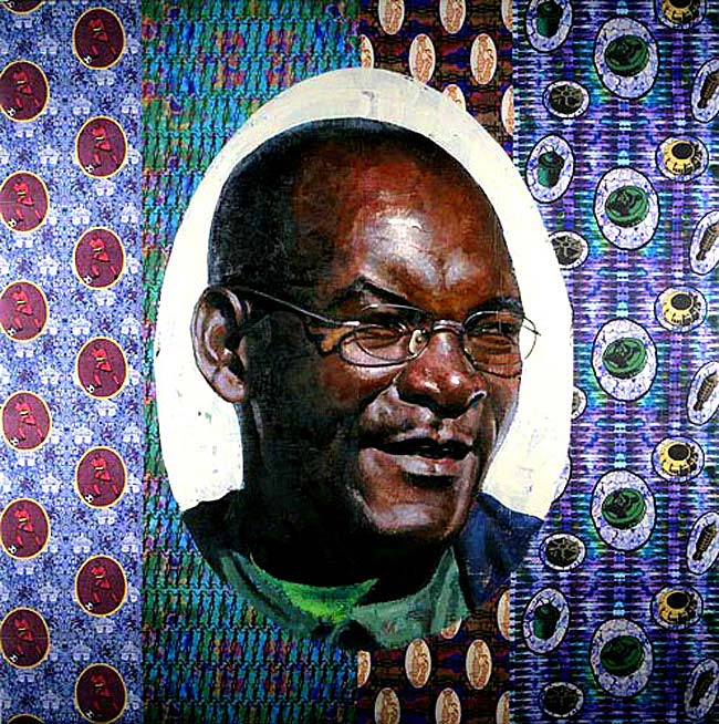 Brother 1, oil and inkjet printed on cotton/jute / John Keane
