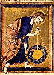 The Creator Mapping Out The Water & Land At The Beginning Of Time.
