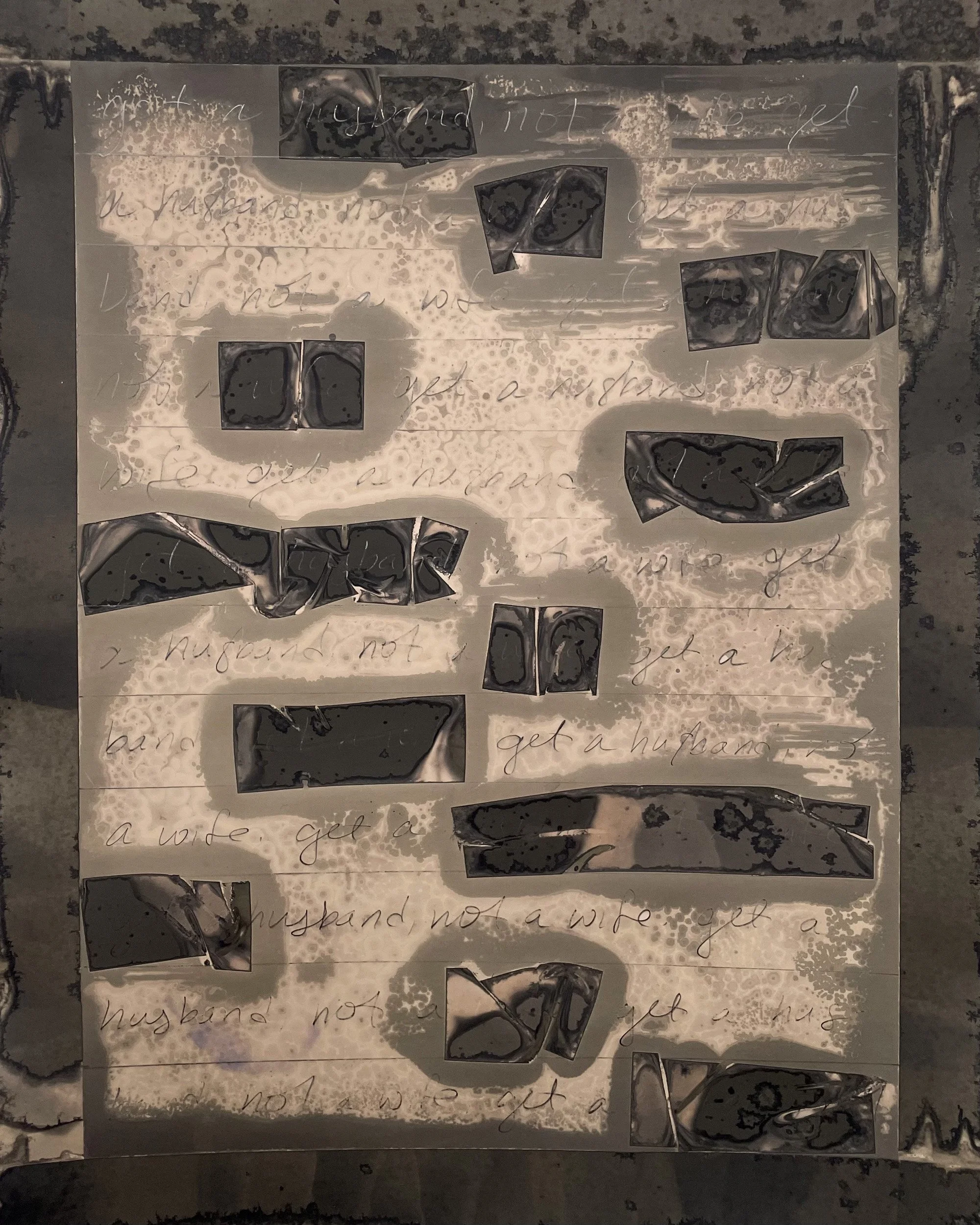 Get A Husband, Not a Wife. Silver Gelatin Chemigram with Graphite