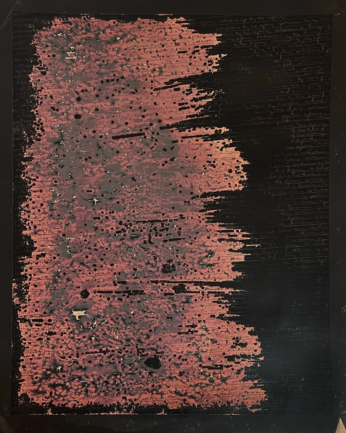 Withdrawn By The Agency. Silver Gelatin Chemigram, 16x20