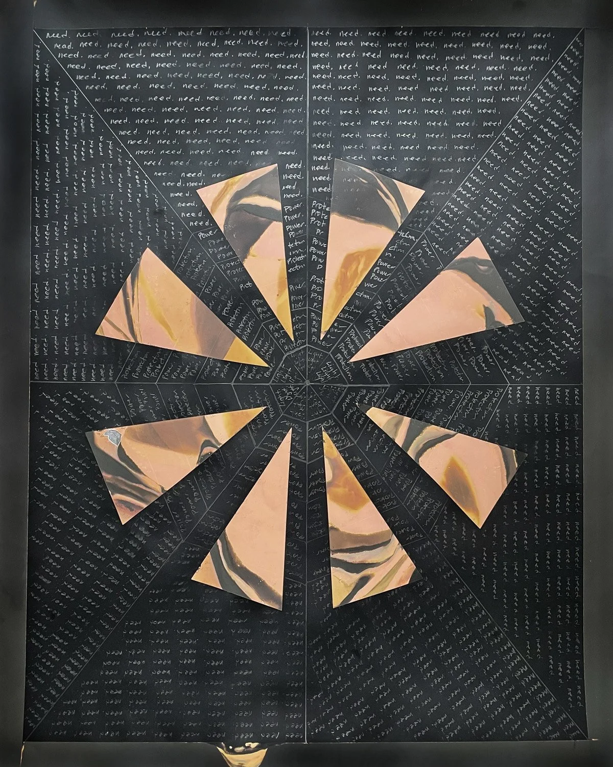 Pushing Out Against It. Silver Gelatin Chemigram with Graphite, 16x20