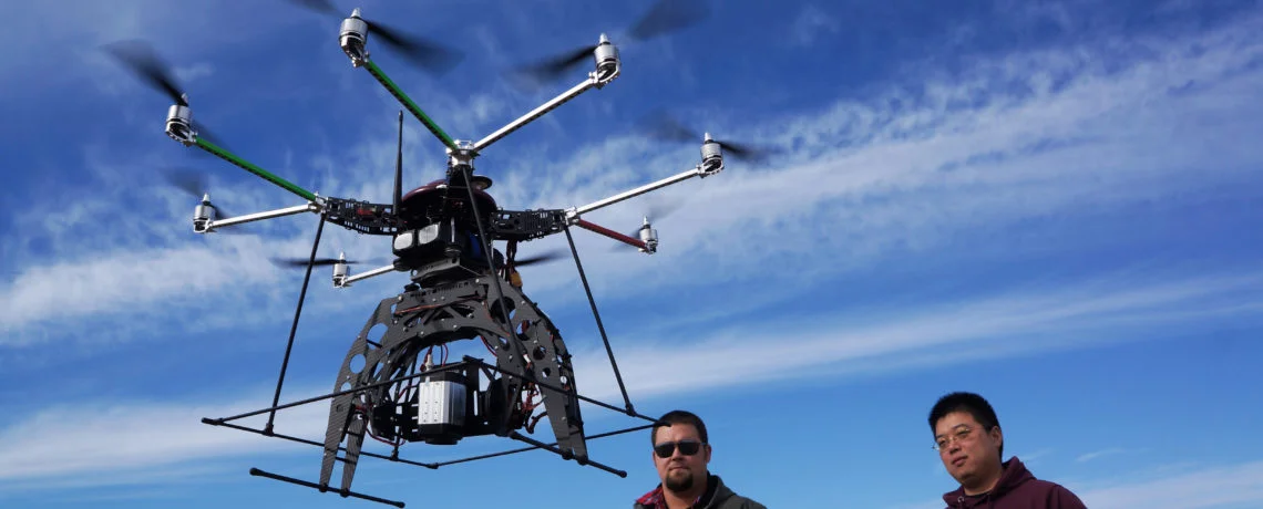 The AgriLife Research UAS program is one of the largest in the U.S., according to faculty and administrators. The research program is utilizing both fixed-wing and rotary-wing aircraft as part of research activities at centers in Weslaco, Beaumont, Corpus Christi, College Station and Amarillo. (Texas A&M AgriLife Research photo)