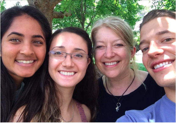 Lisa with some members of last summer’s research team: (Left to right) Kavitha Prasanna, Jessica Ordax, Lisa Satterwhite, Coulter Knapp