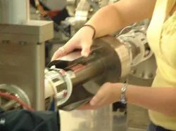 Figure 9. Beam pipe and steering magnets being wrapped in mumetal.