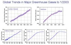 Figure 1. Data show that most of the major greenhouse gases have been increasing since the 1980s. CFCs are an exception, since they are currently regulated. Image Courtesy: NOAA.