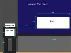 Figure 2: The placement of the interaction panel beside the aquarium. (Not to scale)