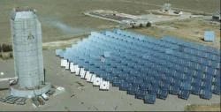 The STACEE heliostats and solar tower. Image courtesy: STACEE project