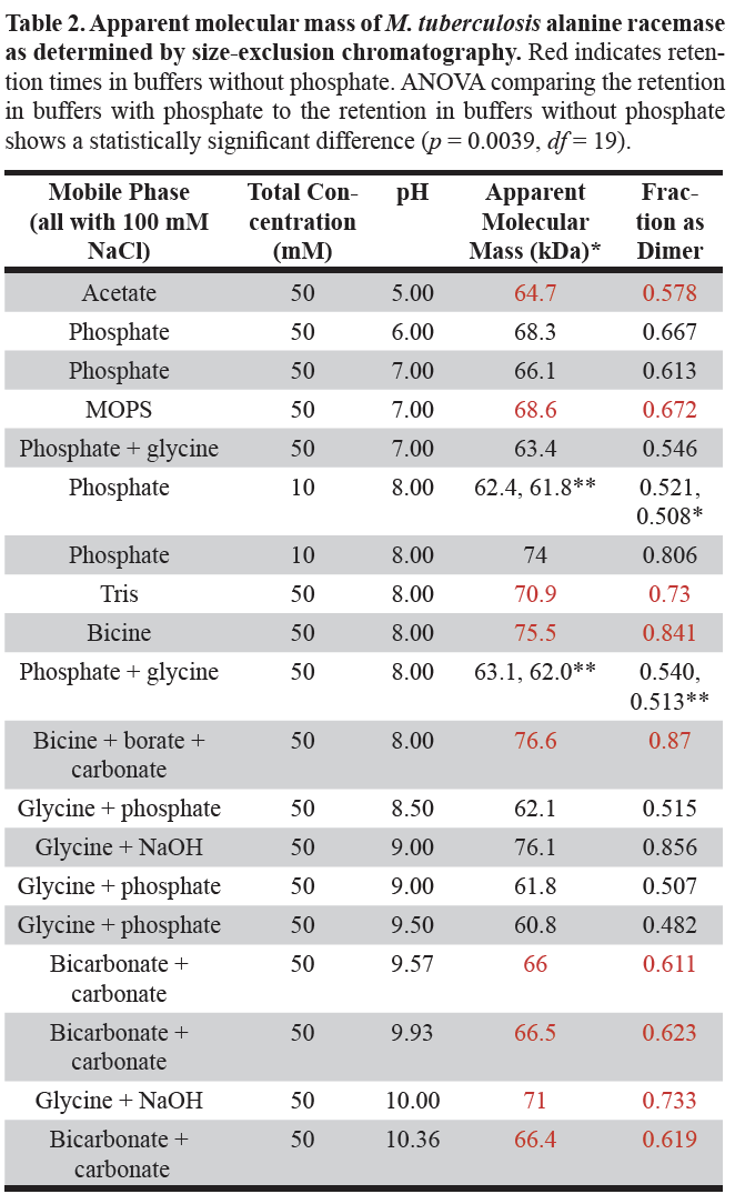*Each apparent molecular mass was obtained by averaging the values obtained for retention volume measurements **These represent independent experiments and give an estimate of the experimental error.