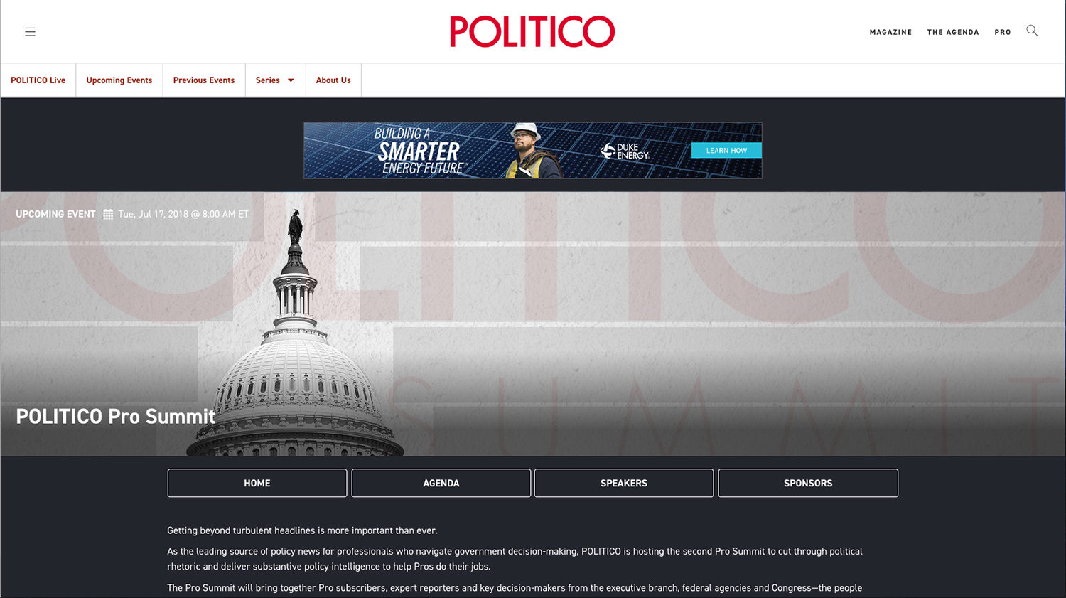 Politico Pro Summit 2018 -
