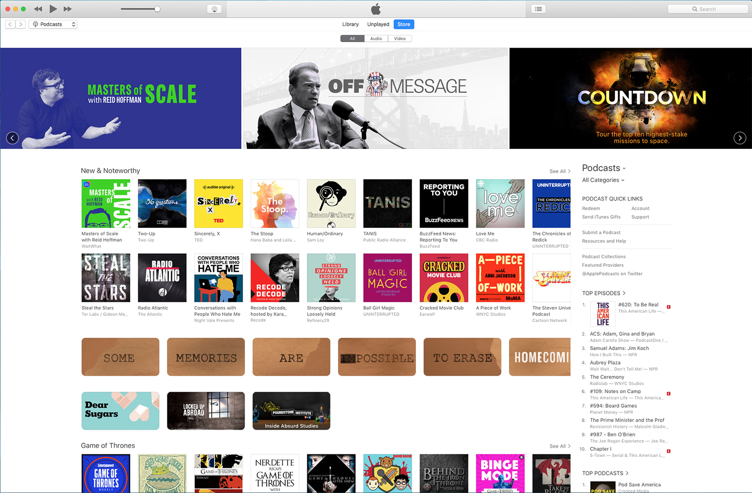 Developing ads for Apple's Podcast "carousel" usually helps sales. (Arnold Schwarzenneger's Off Message Interview above)