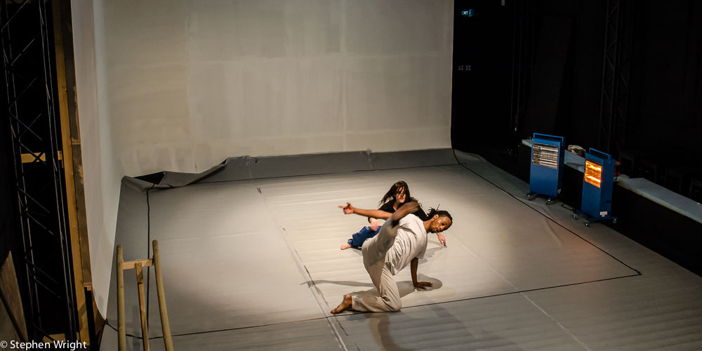 Mbulelo Ndabeni and Piedad Albarracin Seiquer creating material in the intimate space at The Print Room .