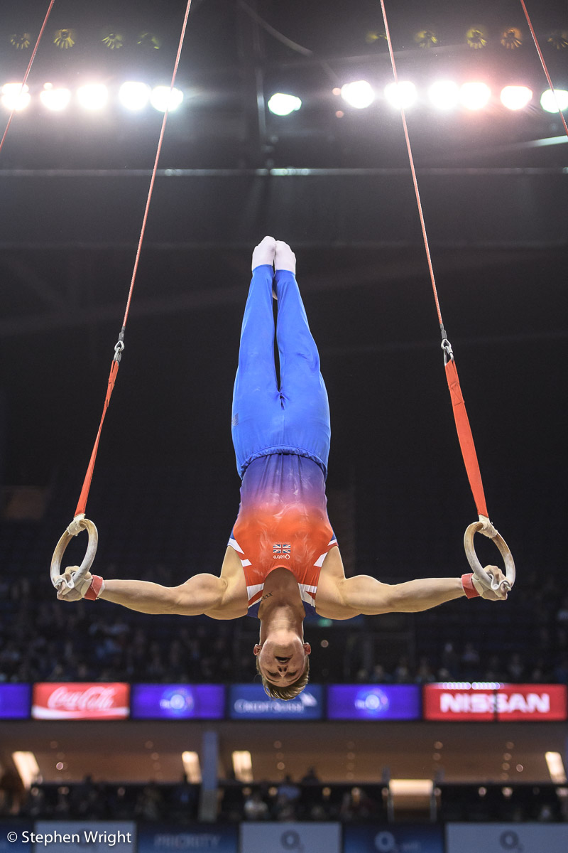 Brinn Bevan competing at the World Cup of Gymnastics at the O2 , London.