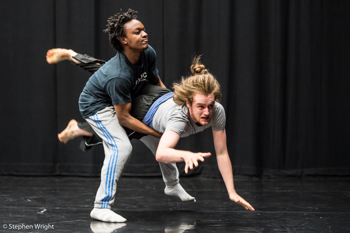 Anthony Matsena , Chris Thomas peforming N a tasha Chu 's work-in-progress during the Sadler's Wells Young Associates Summer School .