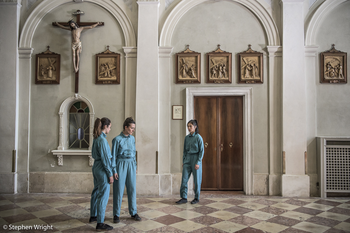 Anna Borini , Winifred Burnet-Smith , Vanessa Kang performing Patricia Okenwa 's Stabat Mater as part of OperaEstate Festival, Bassano del Grappa .