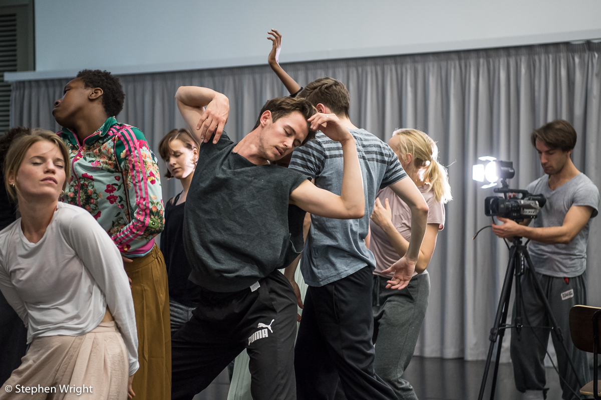 Rambert company in rehearsal for Rambert 's new work Goat choreographed by Ben Duke .
