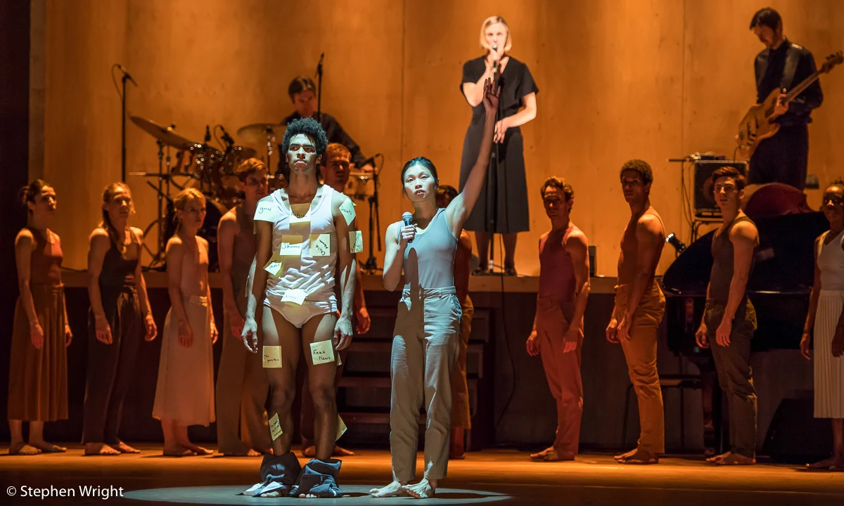 Liam Francis , Vanessa Kang and dancers of the Rambert company perform Goat choreographed by Ben Duke for Rambert .