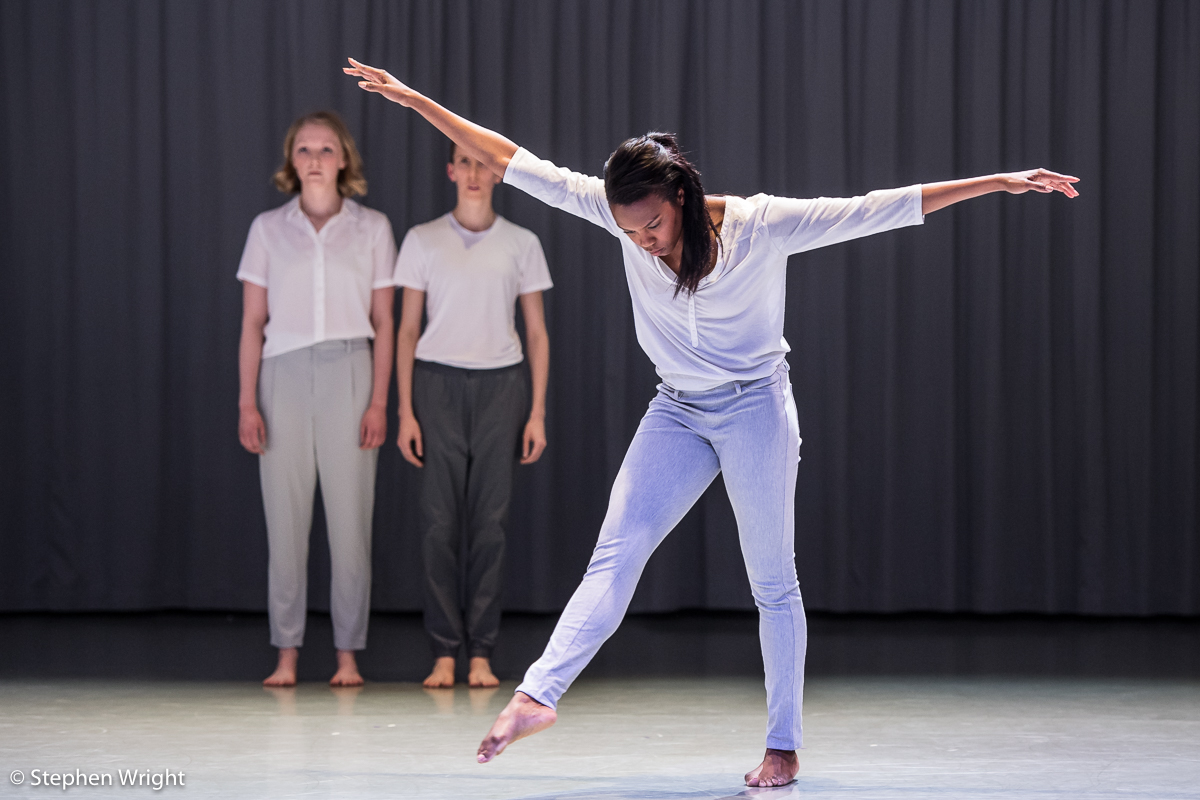 Hannah Burfield , Julie Cunningham and Carolyn Bolton performing Crave by Julie Cunningham as part of Rambert 's In the Making 2018 .