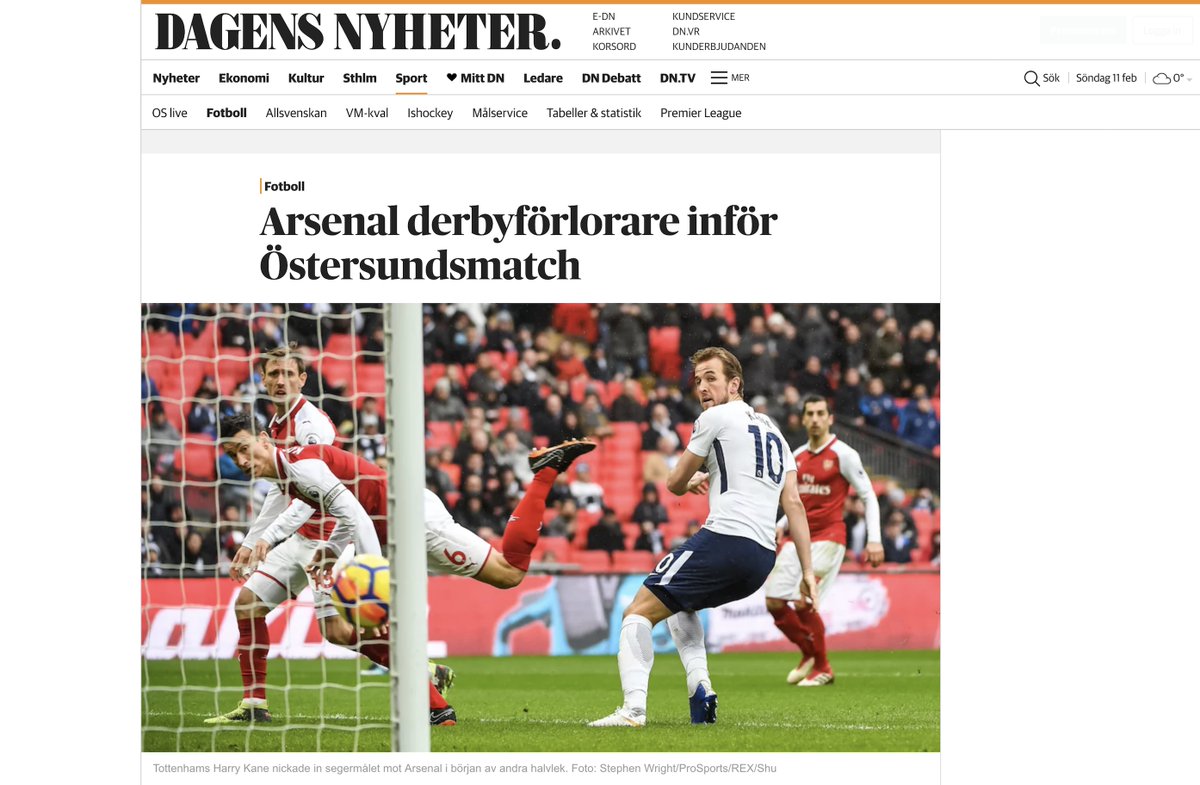 Publication in Dagens Nyheter on assignment for Pro Sports Images .